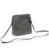 Malá kožená semišová crossbody kabelka no. 03 tmavěšedá