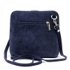 Malá kožená semišová crossbody kabelka no. 03 tmavěmodrá