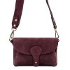 Malá tmavěvínová kožená semišová crossbody kabelka Luka no. 071