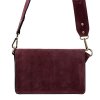 Malá tmavěvínová kožená semišová crossbody kabelka Luka no. 071