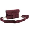 Malá tmavěvínová kožená semišová crossbody kabelka Luka no. 071