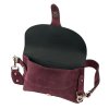 Malá tmavěvínová kožená semišová crossbody kabelka Luka no. 071