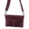 Malá tmavěvínová kožená semišová crossbody kabelka Luka no. 071