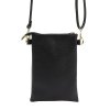 Malá kožená dvouoddílová crossbody kabelka (pouzdro na mobil) Luka černá