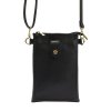 Malá kožená dvouoddílová crossbody kabelka (pouzdro na mobil) Luka černá