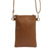 Malá kožená dvouoddílová crossbody kabelka (pouzdro na mobil) Luka hnědá