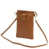 Malá kožená dvouoddílová crossbody kabelka (pouzdro na mobil) Luka hnědá