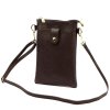 Malá kožená dvouoddílová crossbody kabelka (pouzdro na mobil) Luka tmavěhnědá
