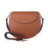 Středně velká kožená pevná kabelka na rameno/crossbody Vera Pelle no. 377 hnědá