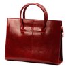 Kožená dámská business taška do ruky Florence no. 1028 tmavěčervená na formát A4