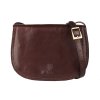 Středně velká crossbody kožená kabelka no. 49 tmavěhnědá