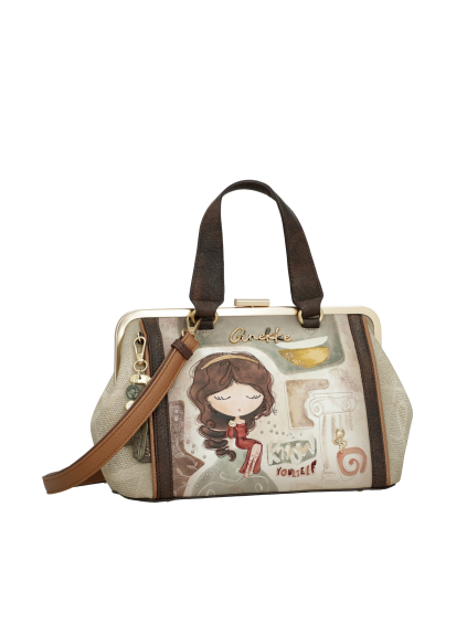 Anekke kabelka s kovovým rámem a popruhem Muse