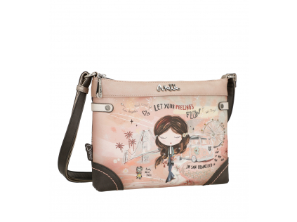 Anekke jednoduchá crossbody kabelka Peace & Love Pink