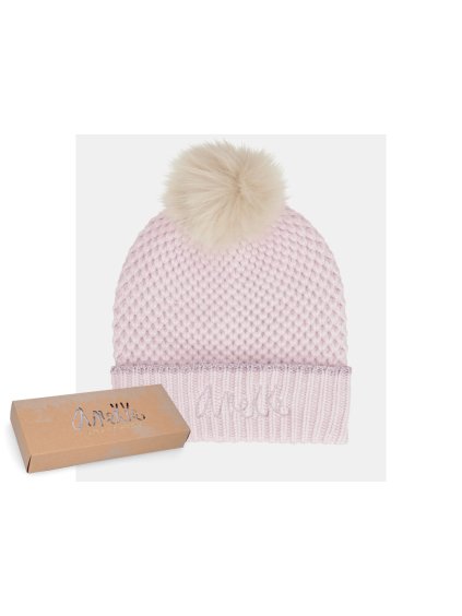 Dámska ružová čiapka s brmbolcom Anekke