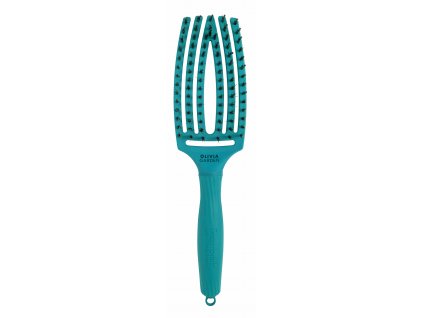 OLIVIA GARDEN Finger Brush kefa na vlasy masážna 6-radová stredná Blue Lagoon
