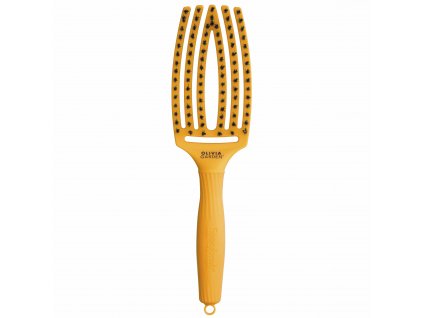 OLIVIA GARDEN Finger Brush kefa na vlasy masážna 6-radová stredná Yellow Sunshine
