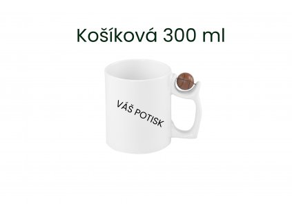 Bílý hrnek s vlastním potiskem basketbal 300 ml