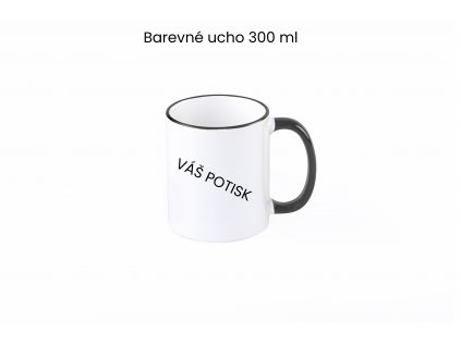 Barevný hrnek s černým uchem a vlastním potiskem
