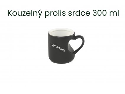 Černý kouzelný hrnek prolis srdce 300 ml