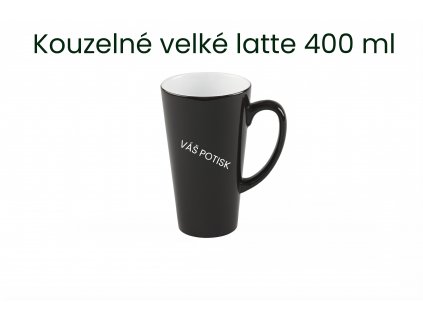 Černý kouzelný hrnek velké latte 400 ml
