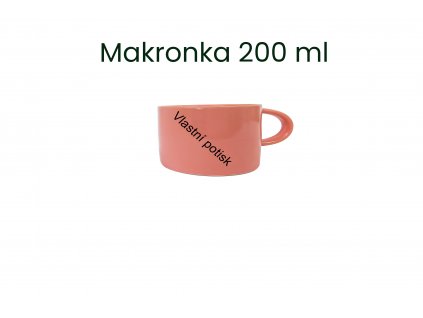 Růžový hrnek makronka s vlastním potiskem