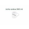 Bílý hrnek s vlastním potiskem a uchem ve tvaru srdce 260 ml