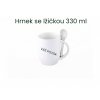 Bílý hrnek se lžičkou a vlastním potiskem 330 ml