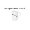 Úzký bílý porcelánový hrnek s vlastním potiskem 200 ml