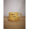 Hrnek makronka s potiskem a bambusovým podtáckem