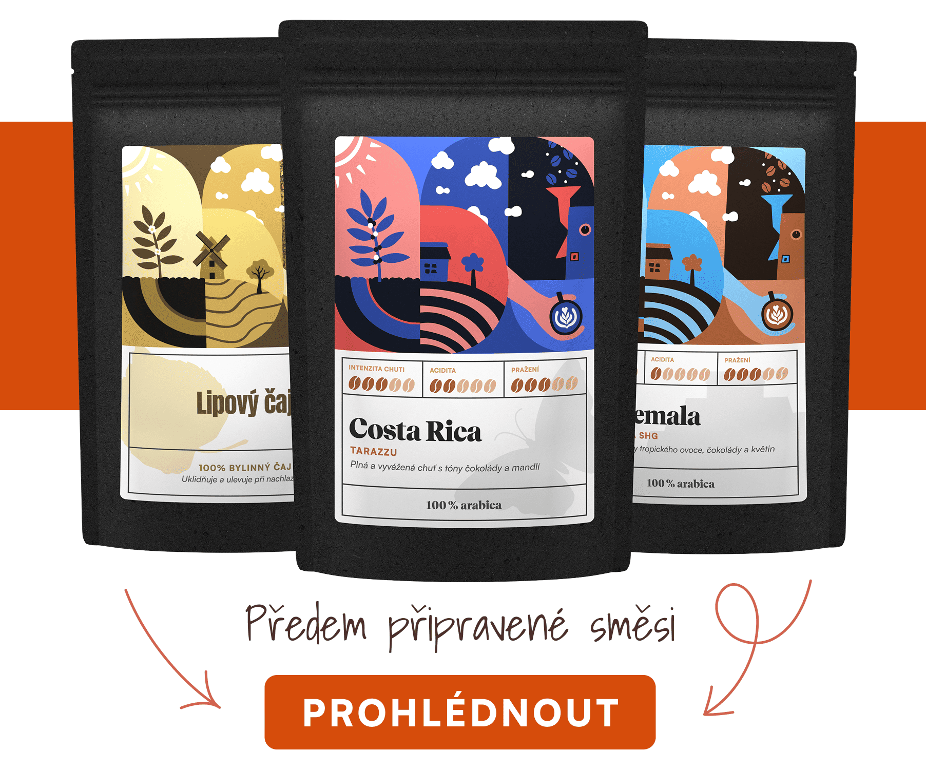 Připravené směsi káv a čajů