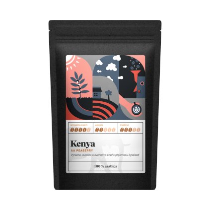 Kenya AA Peaberry - zrnková káva, čerstvě napražená