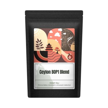 Ceylon BOP1 Blend - Černý čaj z oblasti Ruhuna. Ve vůni a chuti nálevu ucítíte zralé banány a kakaové boby, v dochuti jemné citrusové tóny.