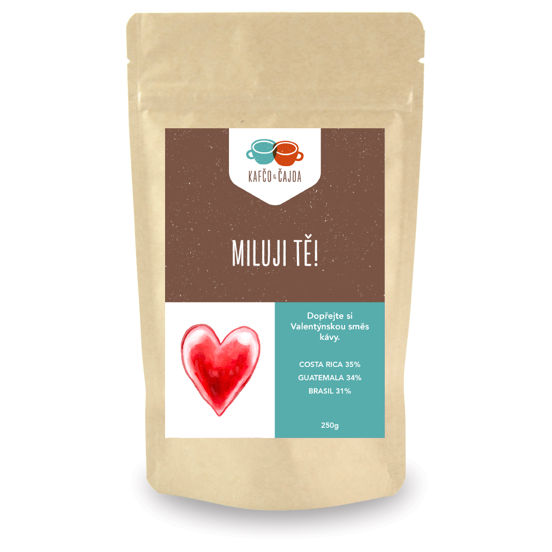Miluji tě ❤️ - Valentýnská směs Velikost balení: 1000 g, Způsob mletí: Espresso (střední)