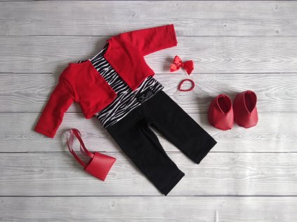 Komplet oblečení na panenku Baby Born 43 cm černo červený