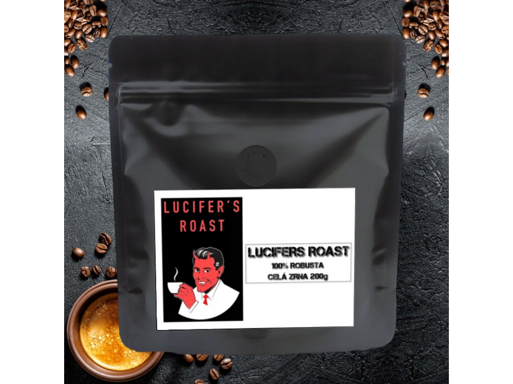Zrnková káva LUCIFERS ROAST – degustační balíček 200g, 100% Robusta, vysoká dávka kofeinu