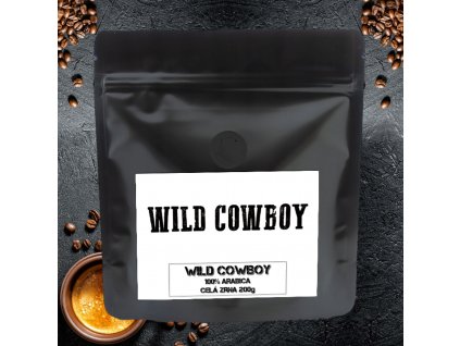 Zrnková káva Wild Cowboy Crema 200g - Jemně pražená káva s hickory dřevem Arabica 100% (degustační balení)