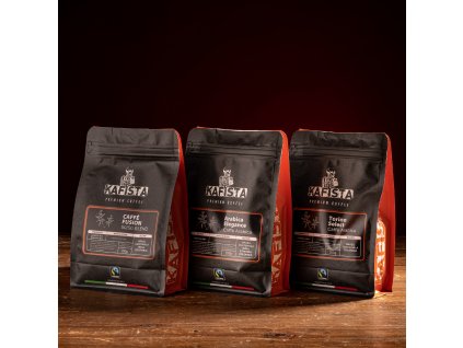 Kafista balíček 3x250g - Kávové směsi pražené v Itálii, zrnková káva Fiartrade