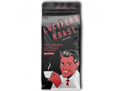 Zrnková káva LUCIFERS ROAST velmi silná káva s nízkou kyselostí 500g, 100% Robusta