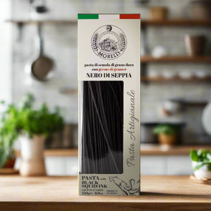 5299 testoviny linguine s psenicnymi klicky sepiovy inkoust z chobotnice 250g