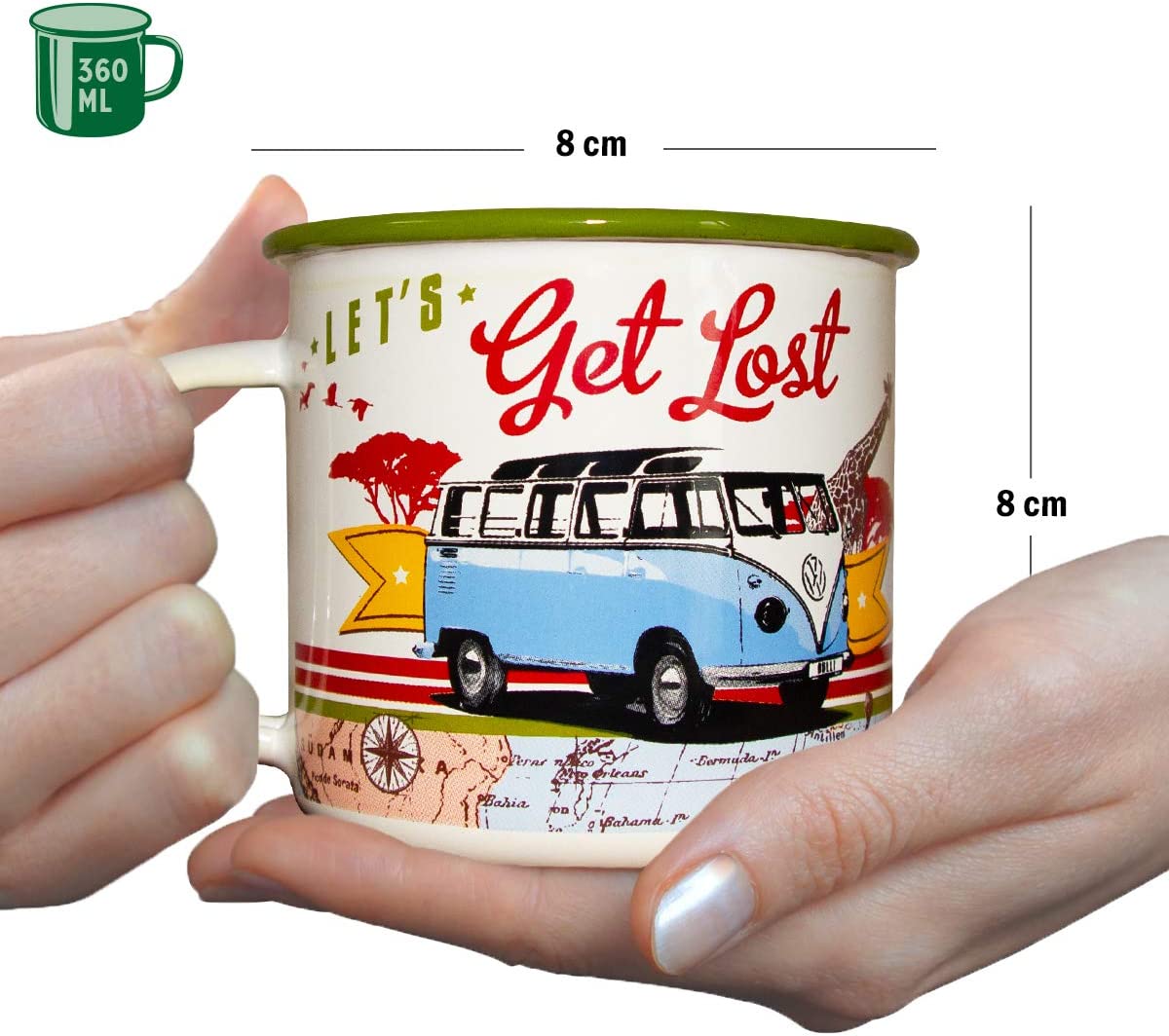 Smaltovaný hrnek na kávu Get Lost - 360ml ve vintage stylu