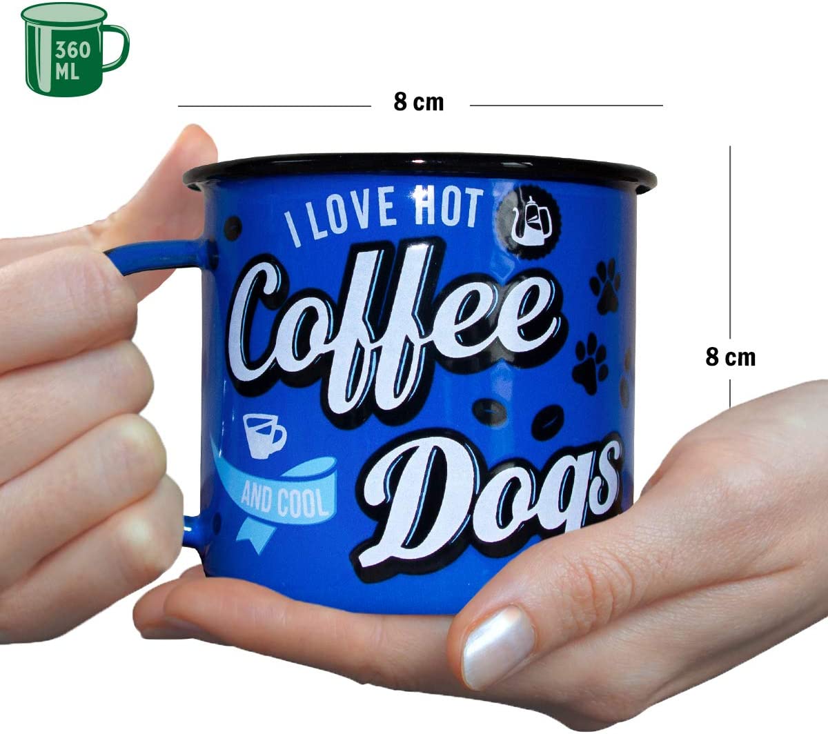 Smaltovaný hrnek na kávu Cool Dogs - 360ml ve vintage stylu