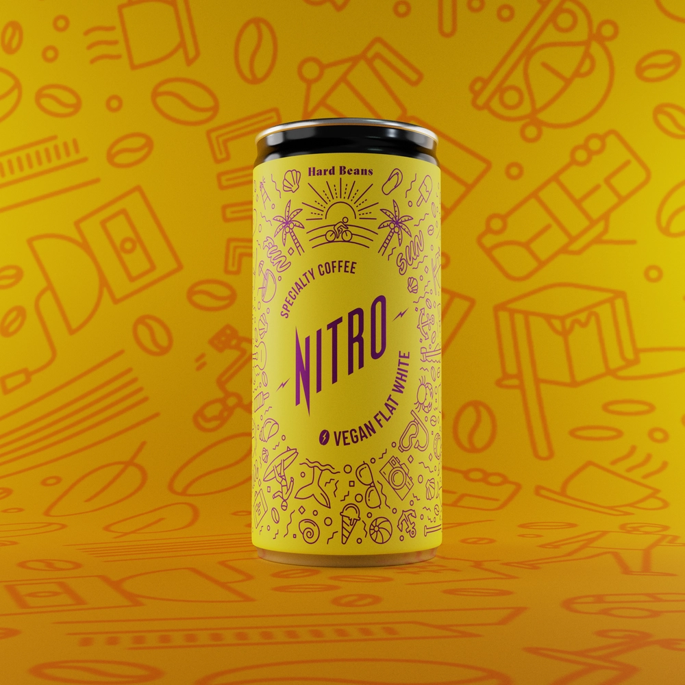 Hard Beans Nitro Flat White: Káva s ovesným mlékem a dusíkem (200 ml)
