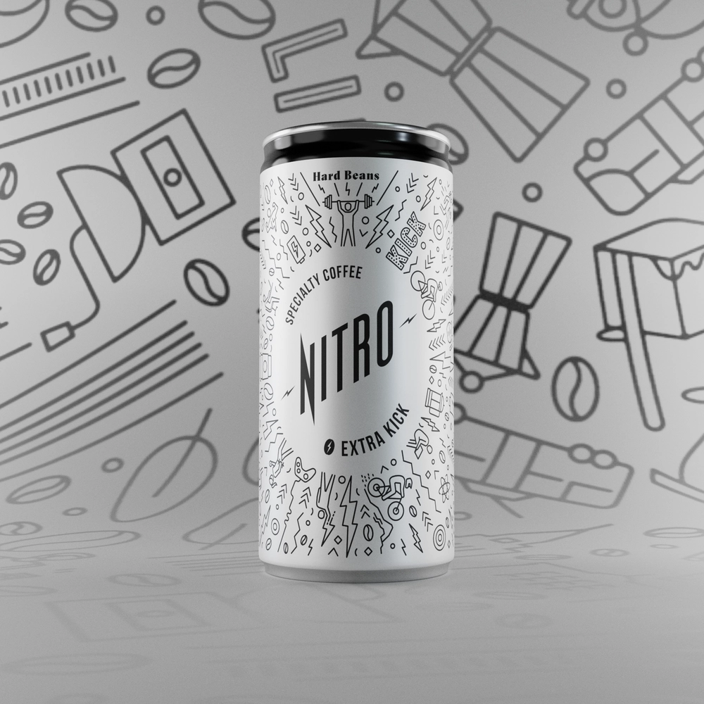 Nitro Cold Brew Extra Kick: Maximální dávka energie (200 ml) | Hard Beans