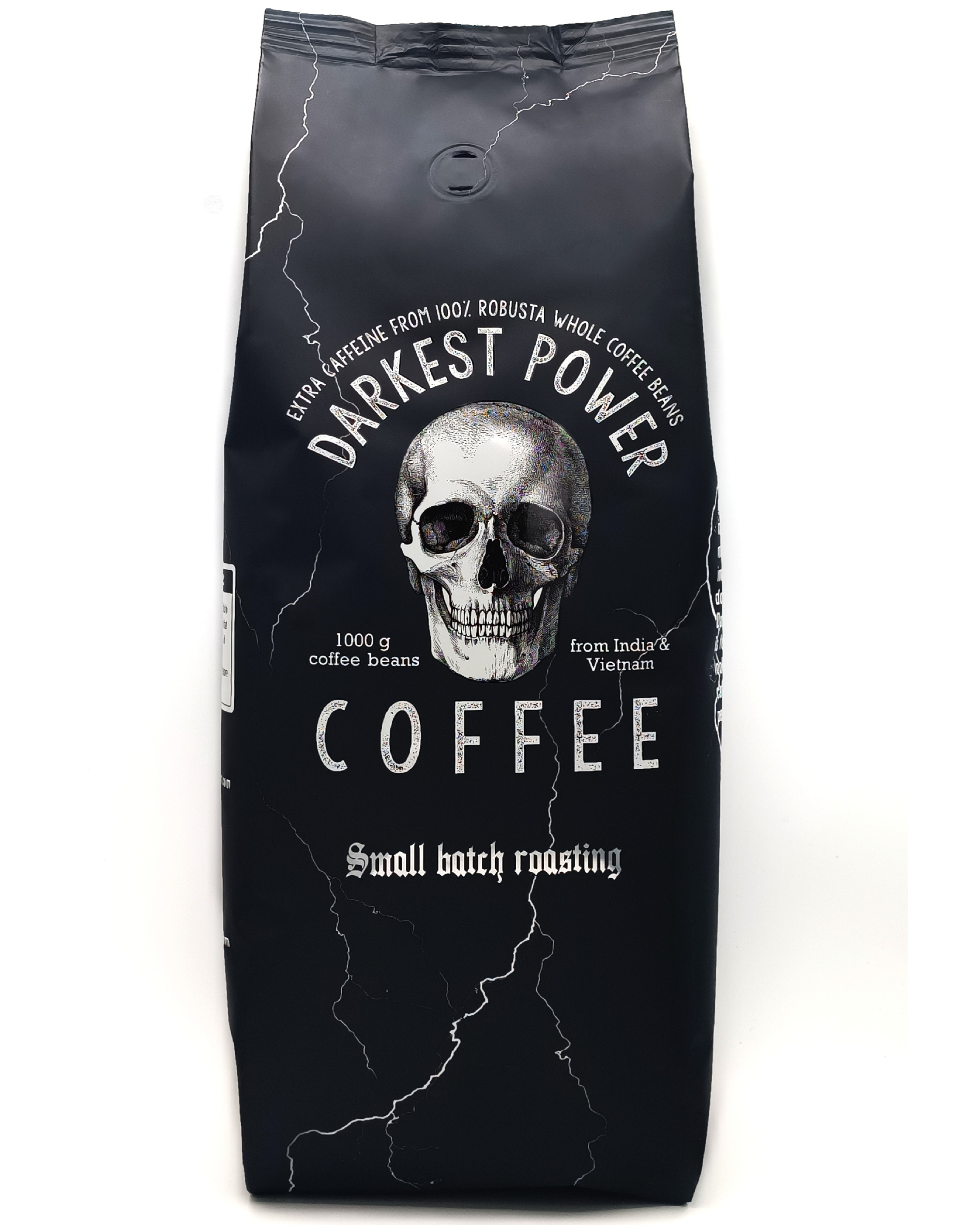 Levně Guggenheimer Zrnková káva Darkest Power | Espresso 100% Robusta | hodně kofeinu, málo kyselin | Silná crema, celá zrna | 1000g