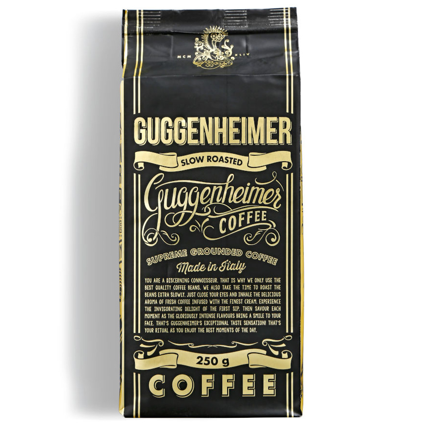 Mletá káva GUGGENHEIMER 250g | Supreme Blend | Pražená extra pomalu | málo hořkých látek | Nejlepší pro espresso