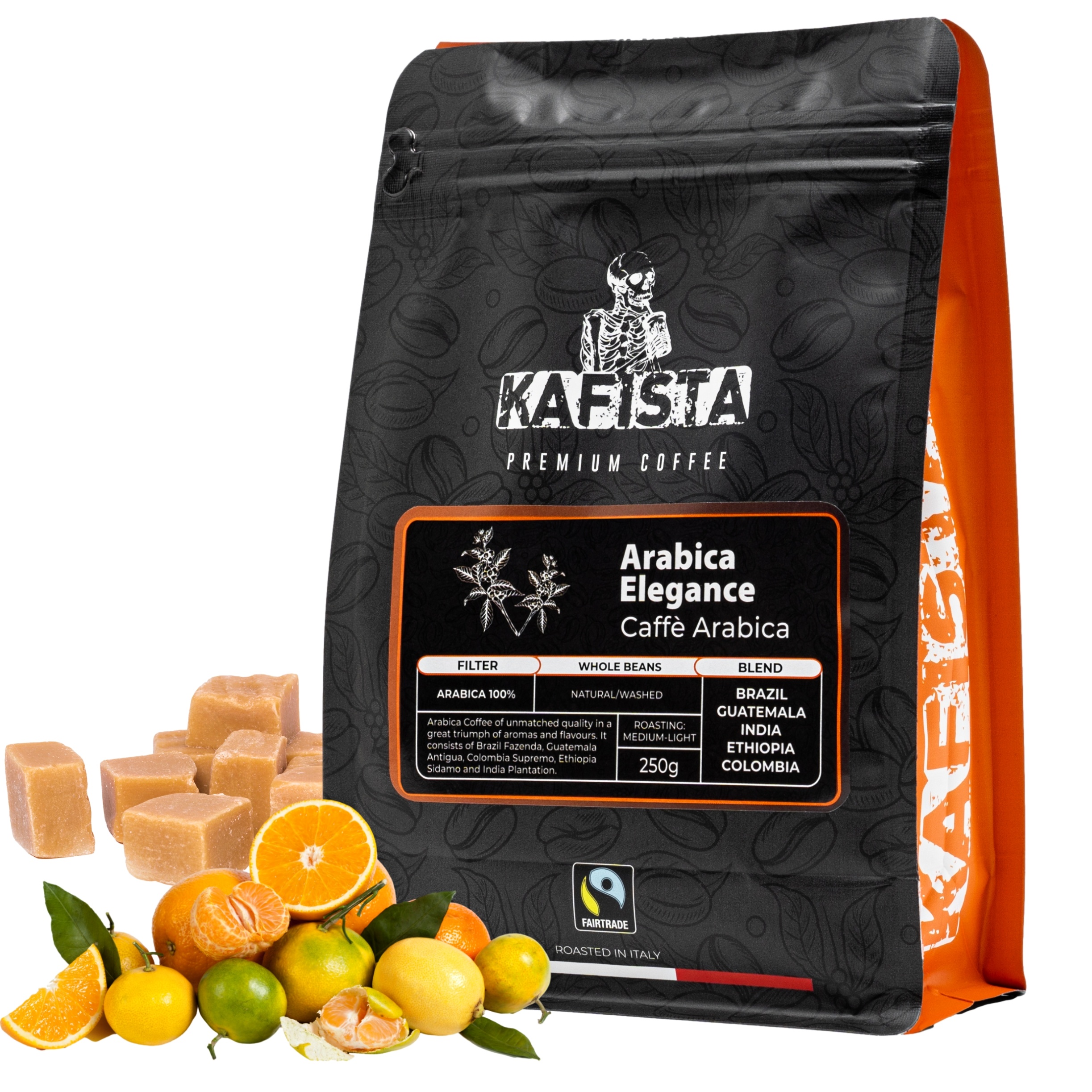 Kafista Zrnková Káva "Arabica Elegance" – 100% Arabica směs, Pražená v Itálii, Ideální pro Filtrovanou Kávu Množství: 500g (2x250g)