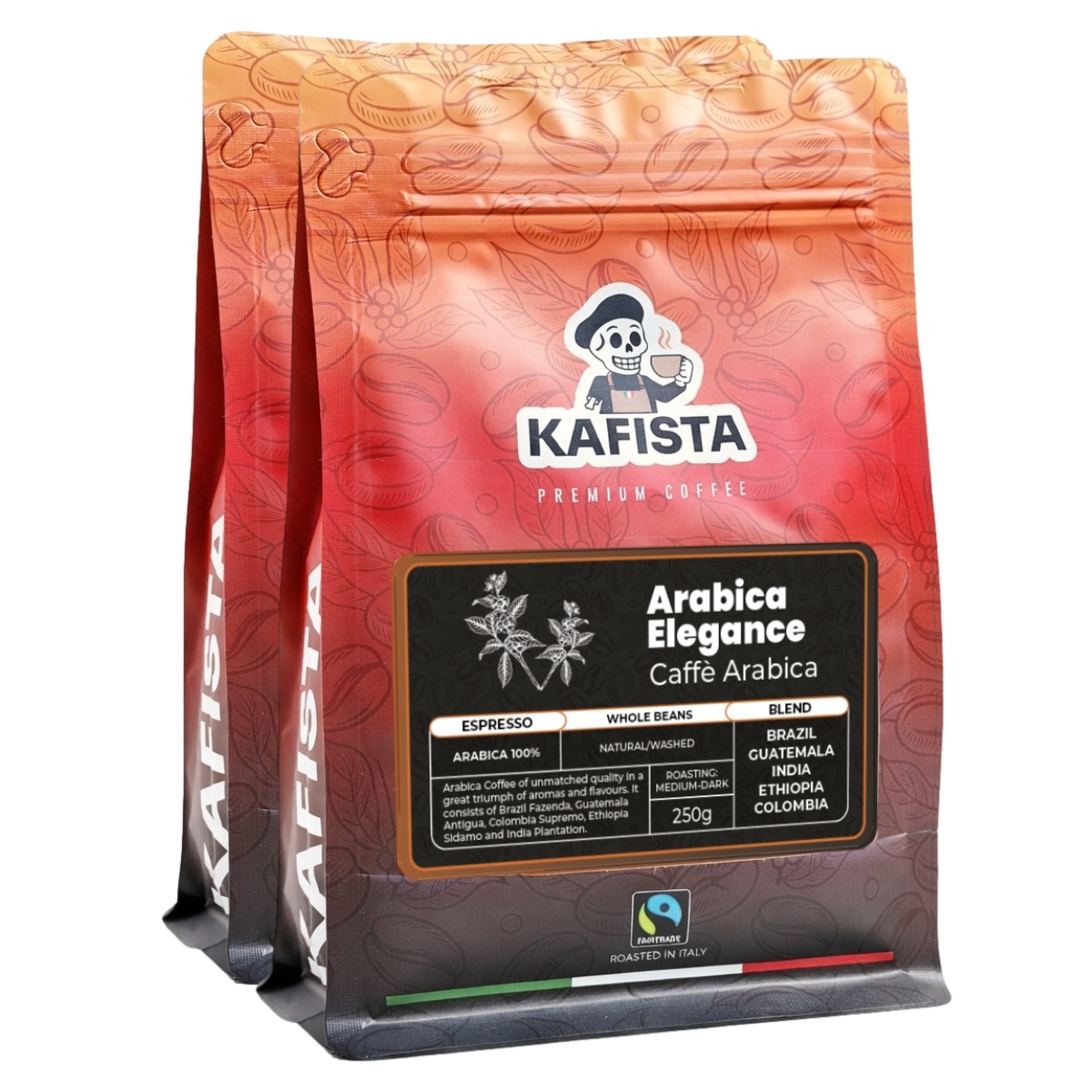 Kafista Zrnková Káva "Arabica Elegance" – 100% Arabica směs, Pražená v Itálii, Ideální na espresso Množství: 1000g (4x250g)