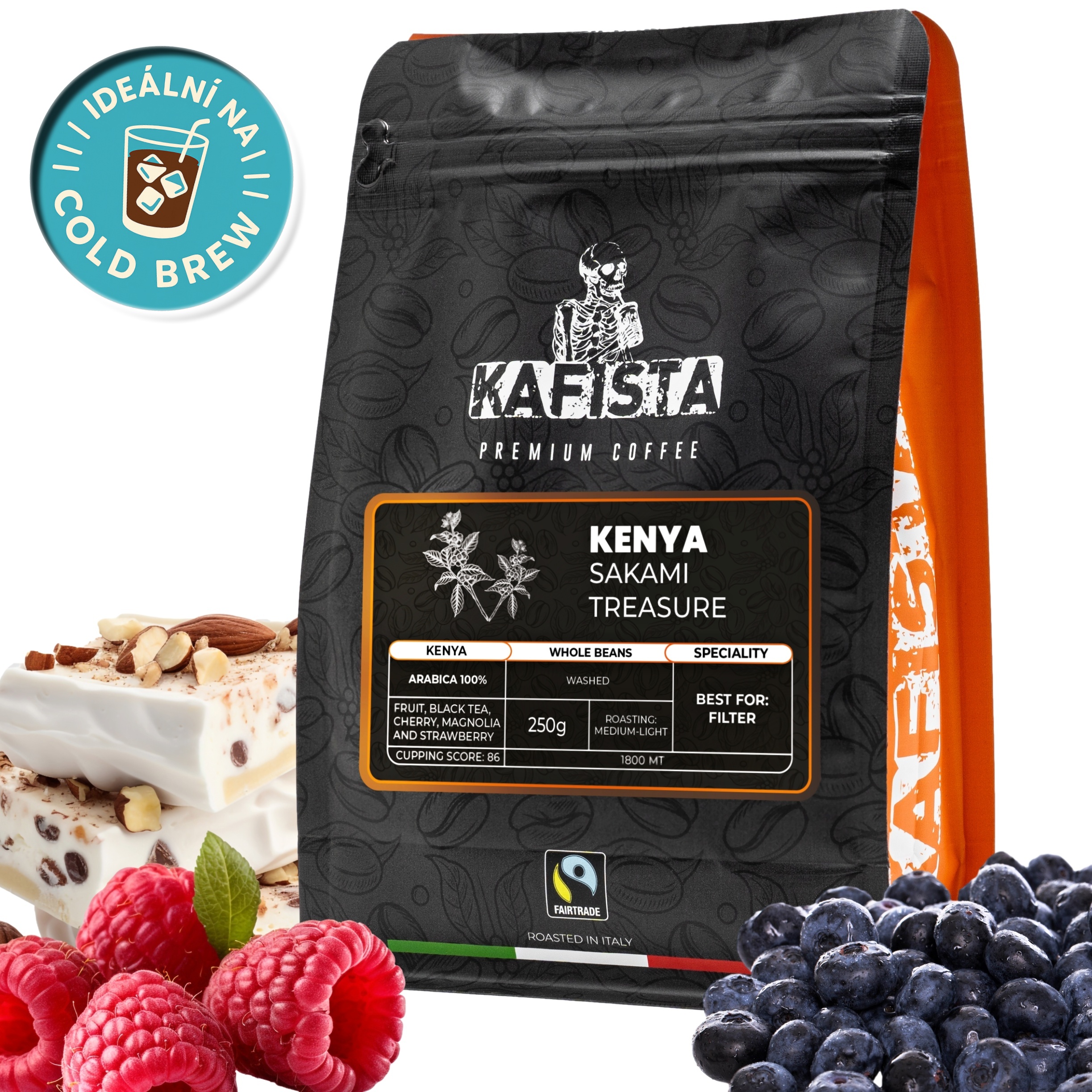 Výběrová káva Kafista "Kenya Sakami Treasure" - 100% Arabica - Zrnková Káva, Pražená v Itálii - ideální pro filtr Množství: 1000g (4x250g)