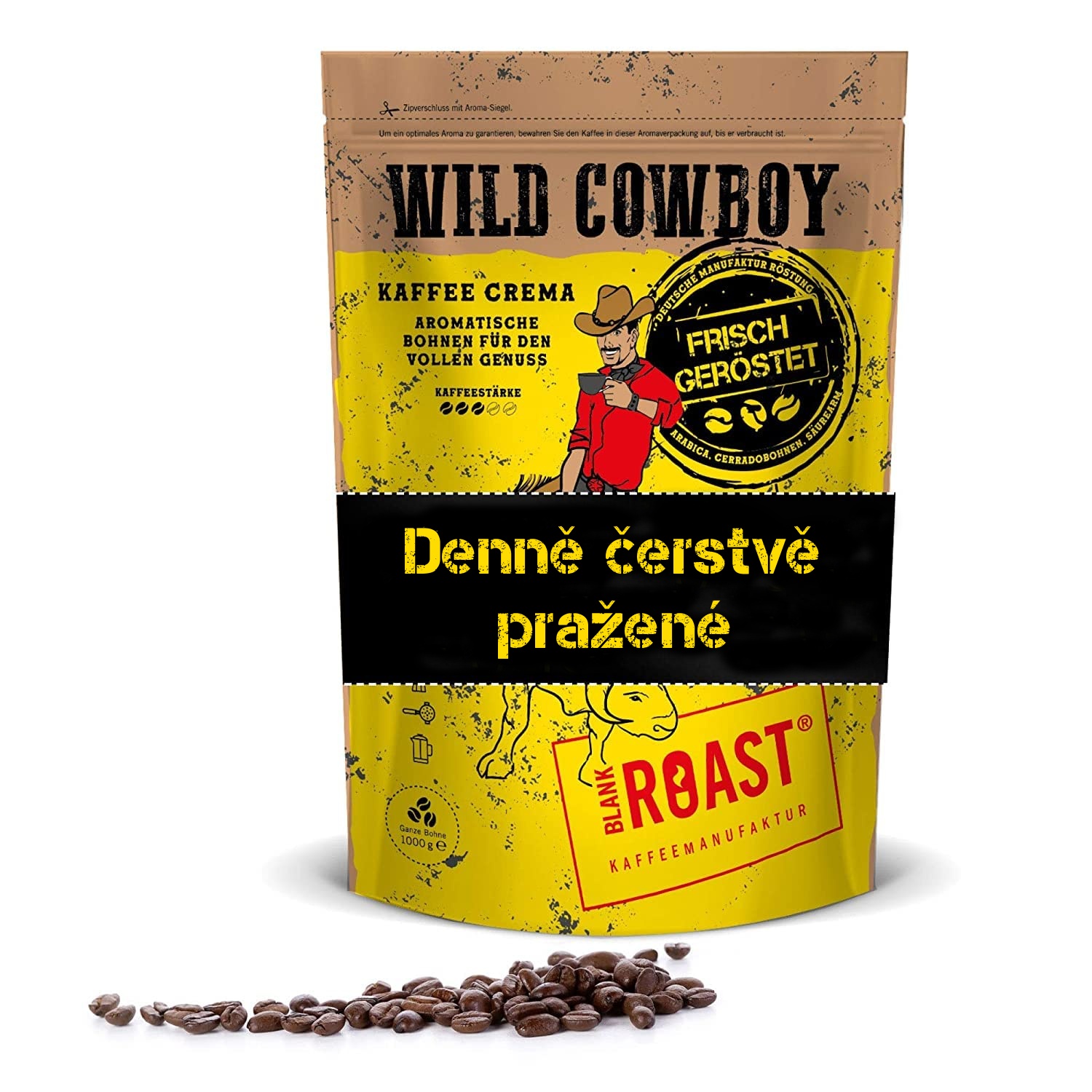 Blank ROAST Mletá káva Wild Cowboy Crema 500g - Jemně pražená káva s hickory dřevem Arabica 100%