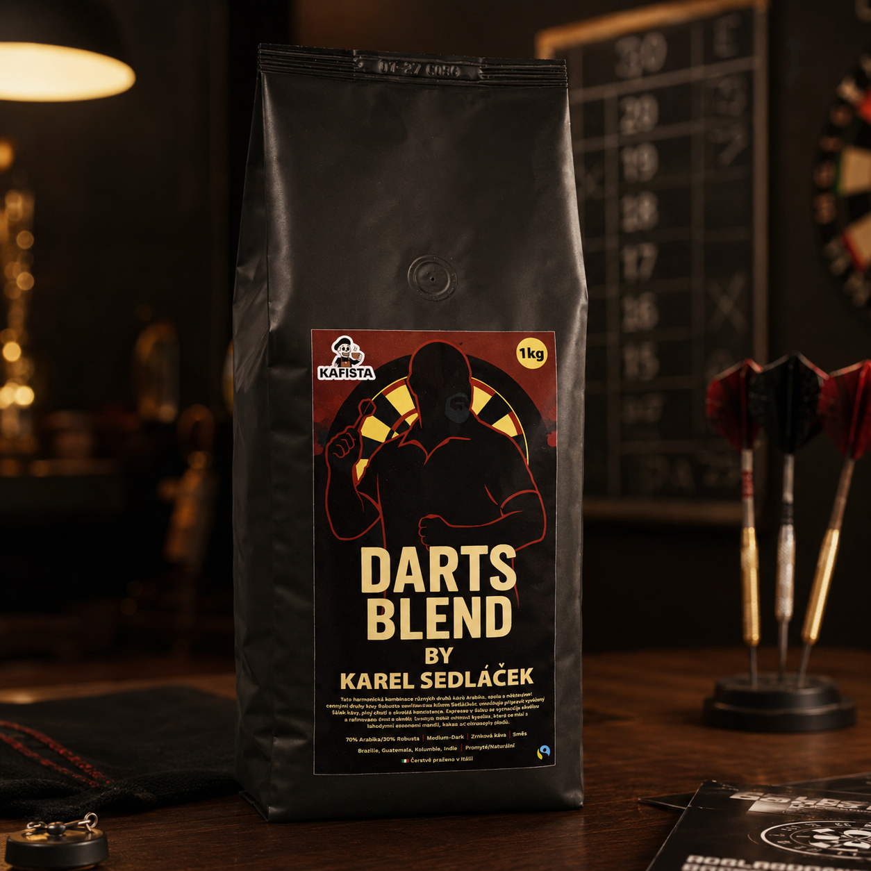 Kafista DARTS BLEND 1kg – Káva pro mistrovské hody x Karel Sedláček, espresso blend